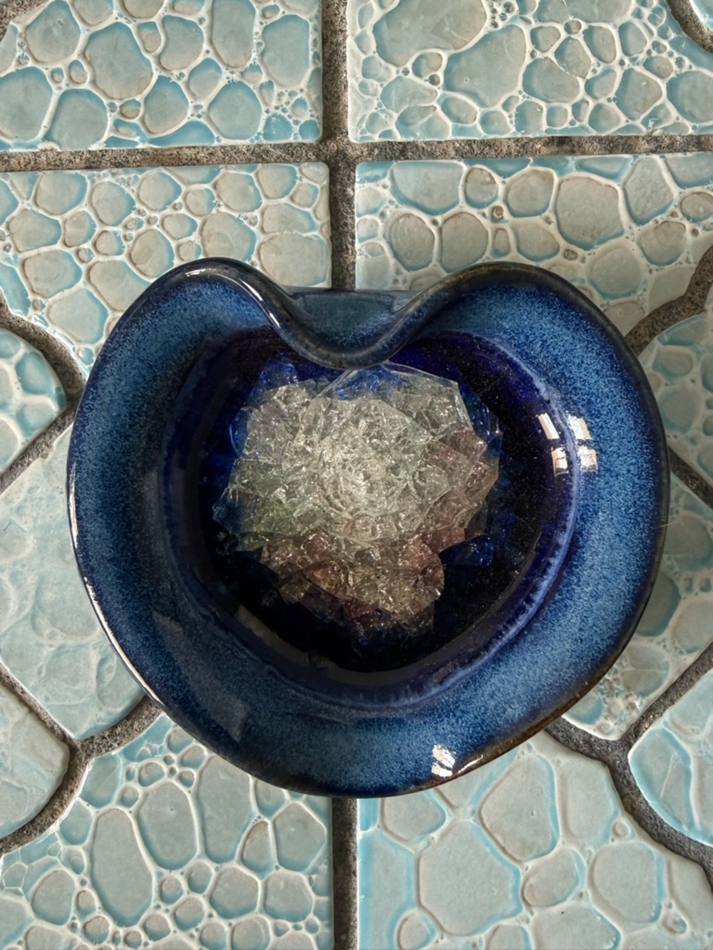 Ceramic and Recycled Glass Heart Trinket Dish